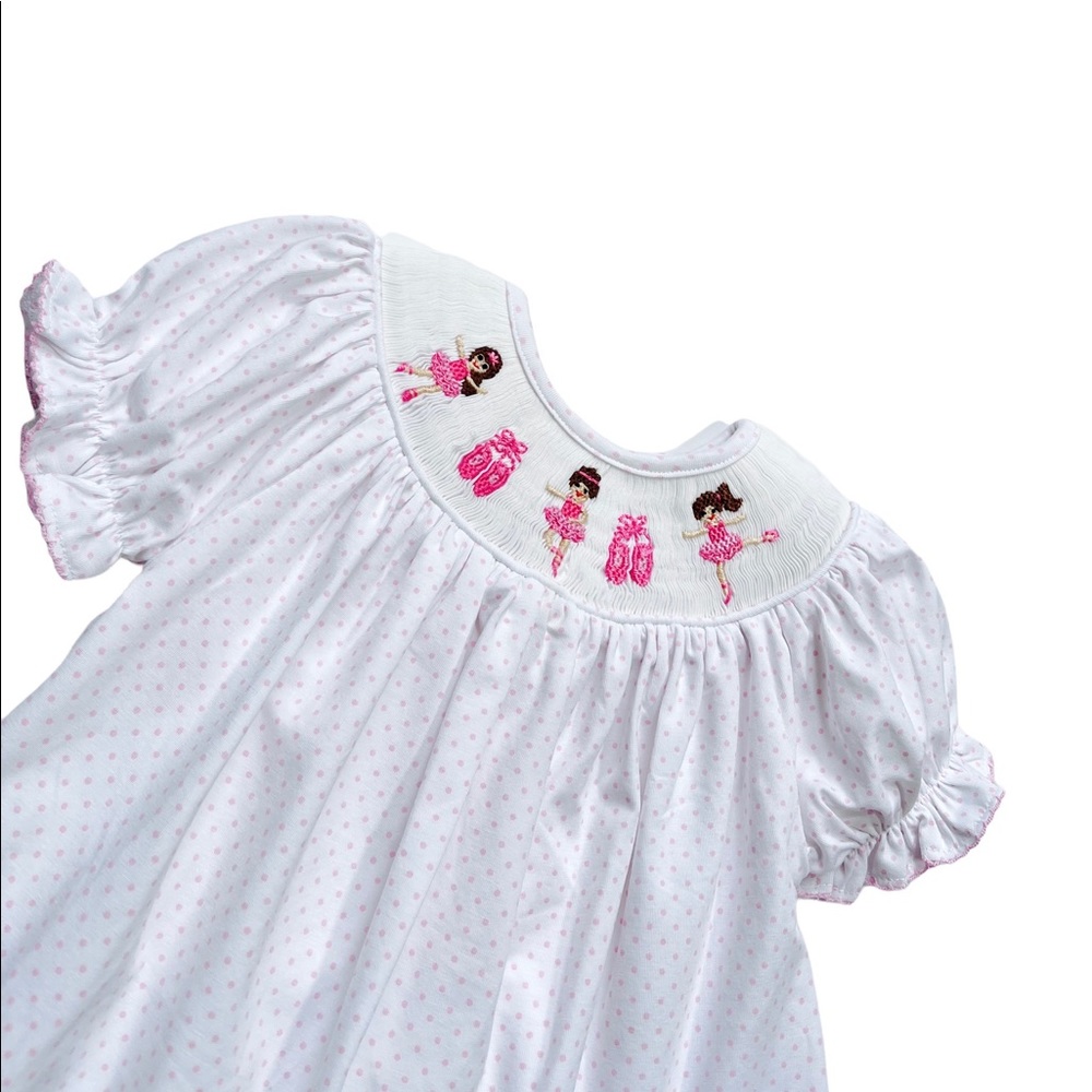 Ballerina Smocked Pink Dot Dress